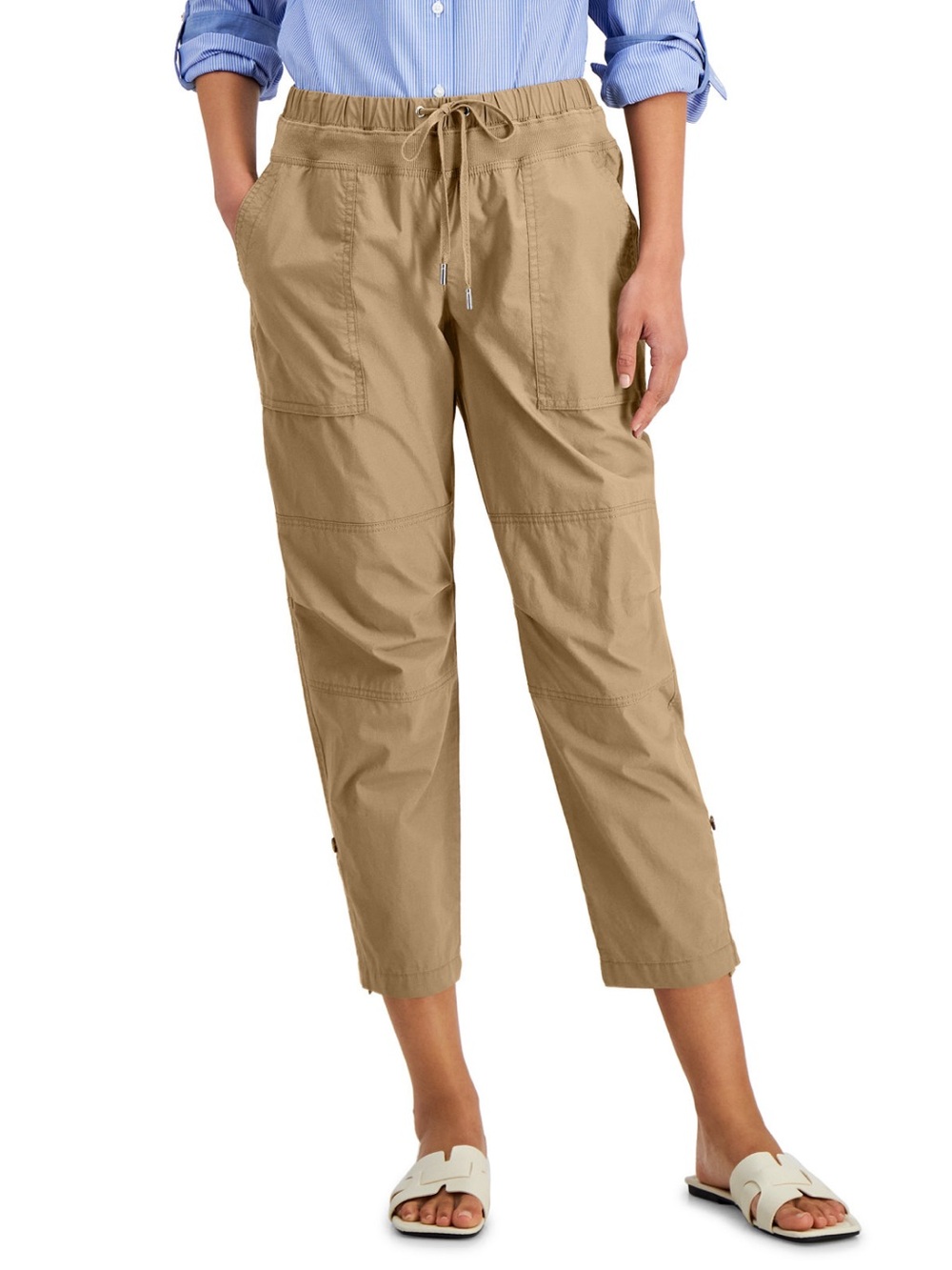 NWT Women’s Nautica Jeans Casual Drawstring Cargo Pants - Khaki Size M